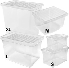 Storage Boxes With Lids Strong Stackable Deep House Moving / Storage Containers