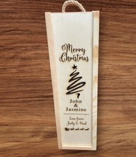 Laser Engraved Personalised Wooden Wine Bottle Gift Box Any Occasion