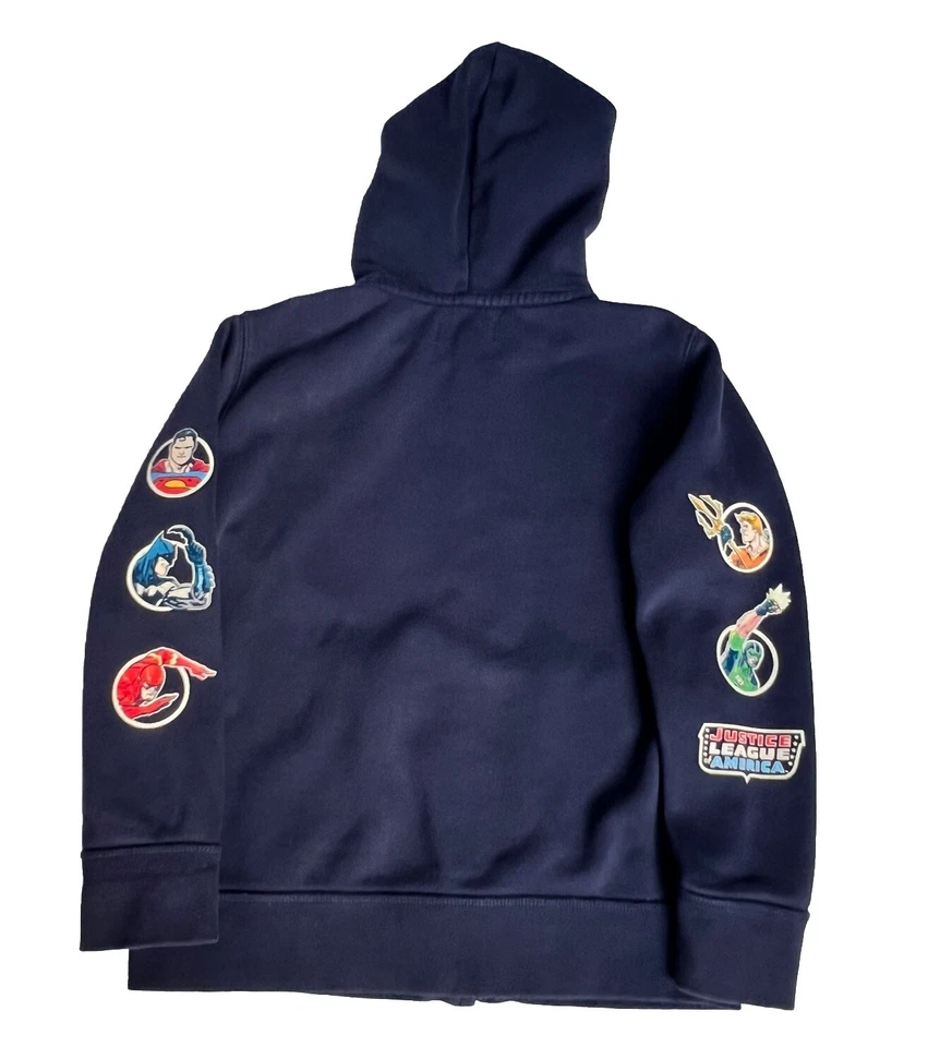 GapKids | DC™ Logo Hoodie Sweatshirt Boys M 8-9  Navy Blue Justice League Comics - Image 2 of 4