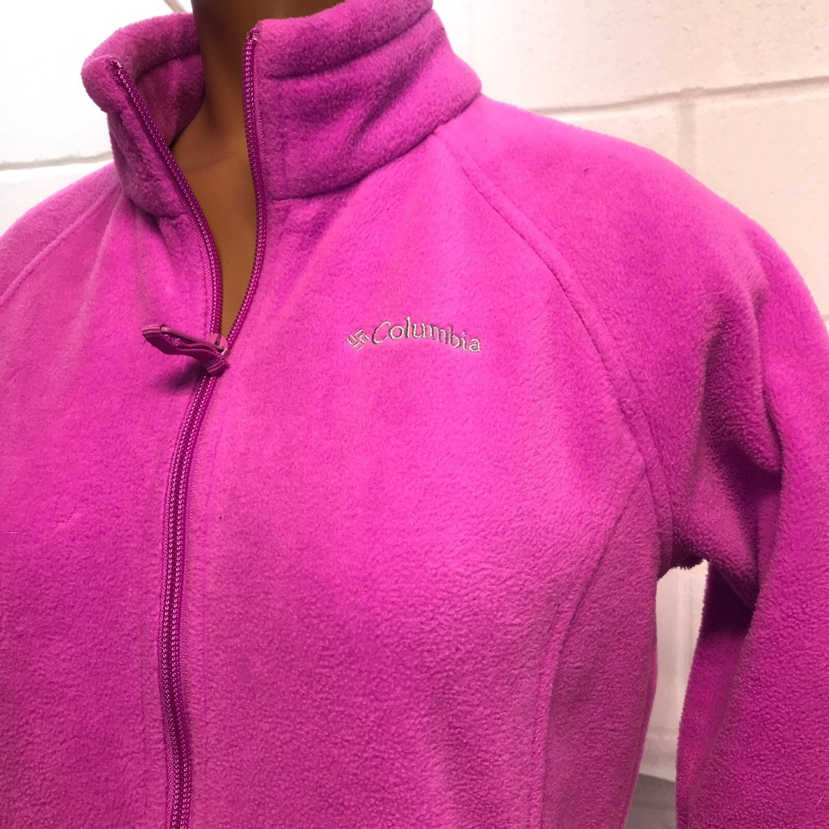 Girls COLUMBIA full zip soft fleece jacket sz L Lg 14 16 PINK