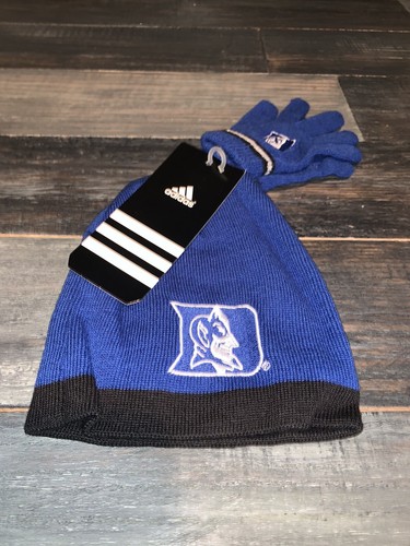 Infant Duke Blue Devils Adidas Blue Cuffless Knit Hat with Gloves Combo Set NWT - Picture 1 of 6