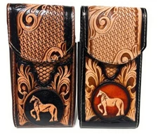 WESTERN LEATHER PHONE CASE, COWBOY RODEO HORSE CELL PHONE CASE, FUNDA VAQUERA