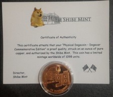 Dogecoin Nascar No. 98 Commemorative Coin with Certificate of Authenticity 1098 