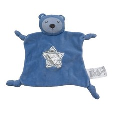 Stepping Stones Blue Bear Satin Star Lovey Knotted Corners Blanket Plush Toy