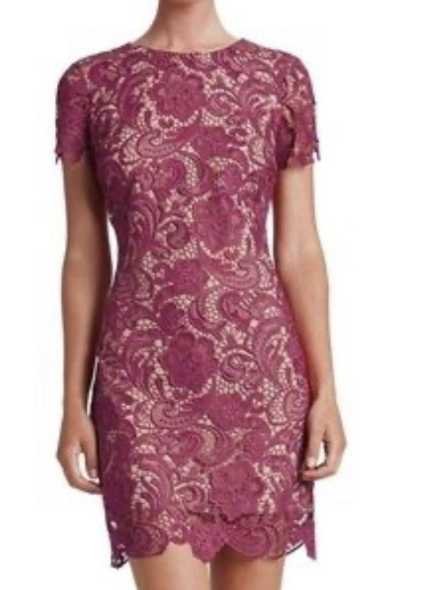 Dress The Population Anna mulberry & nude lace dress size S