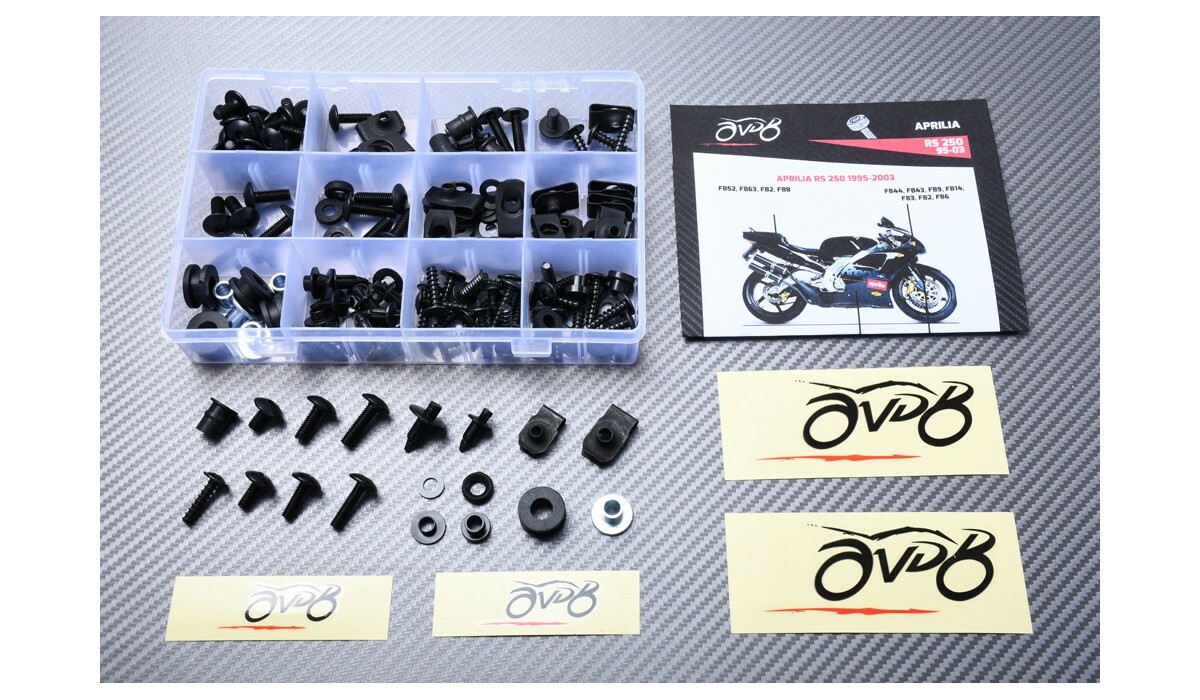 Kit vis noires AVDB pour rénovation carénage Aprilia RS 250 1996 - 2