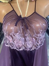 VTG SATIN Chiffon FRILLY SISSY LACY NIGHTGOWN BABYDOLL P/S