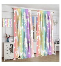 Rainbow Unicorn Curtains for Little Girls Bedroom Cute Unicorn Rainbow 2 panels