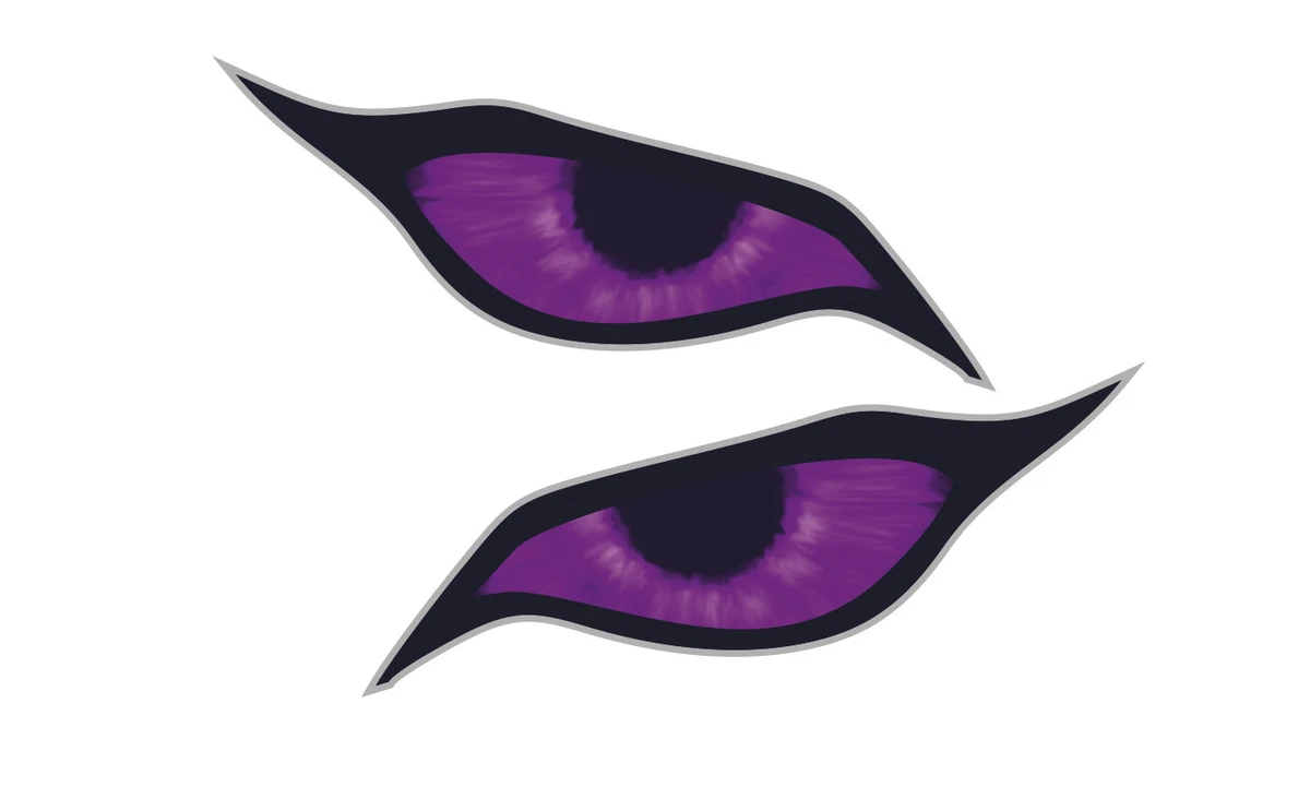 Pair Of EVIL Demon Eyes RED IRIS Vinyl Decals - 70x30mm For Car, Motorbike, Helmet