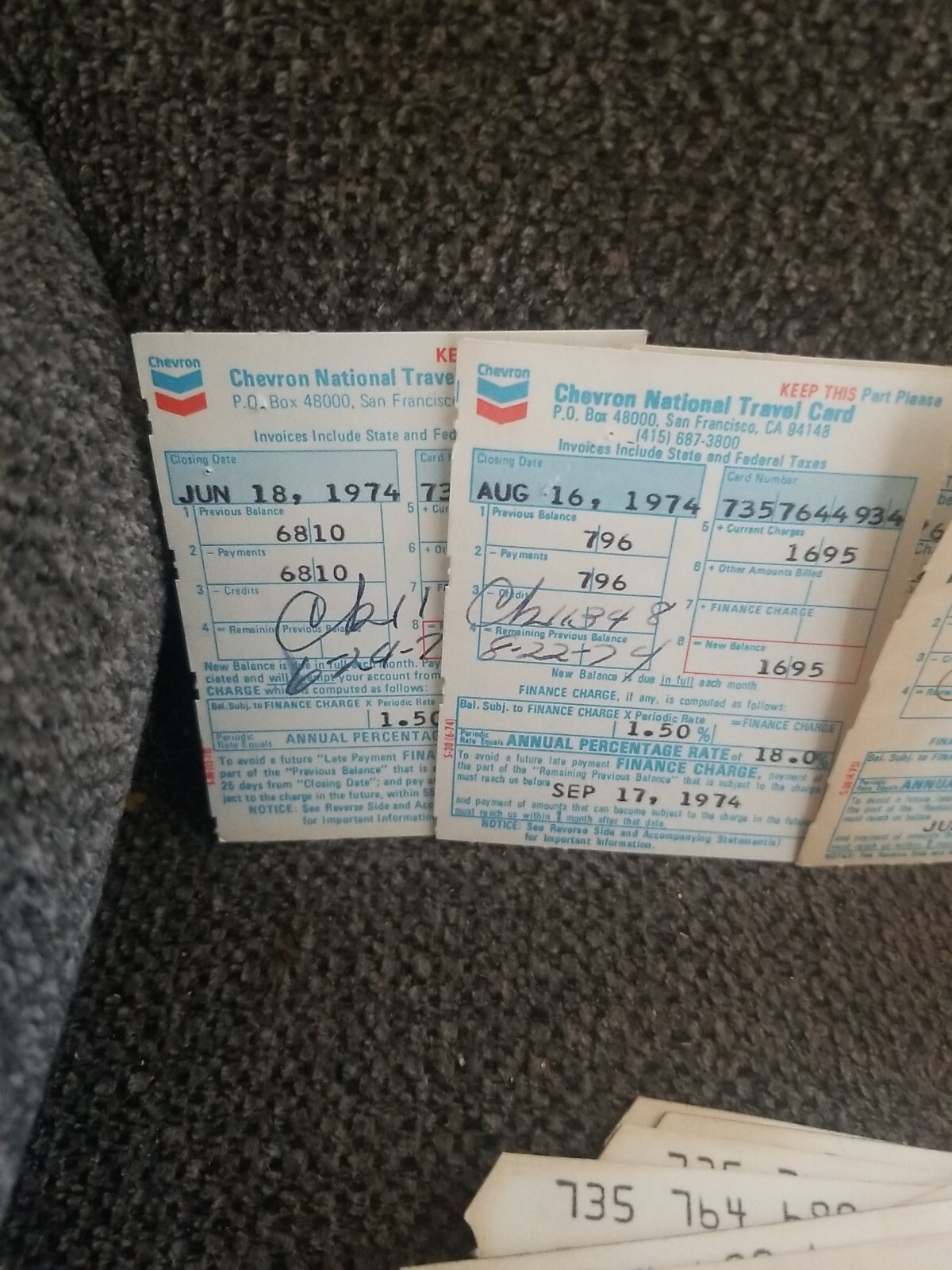 70 Vintage 1970s Chevron Standard Oil Gas Station Statements Paper  Travel