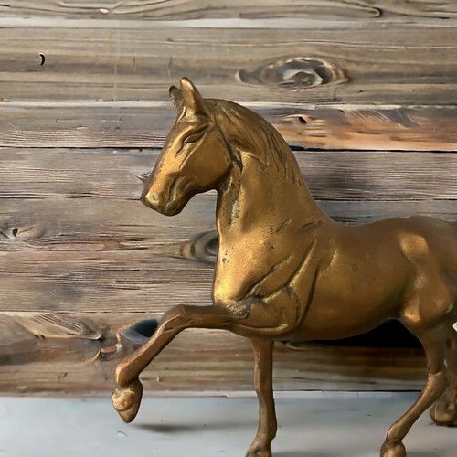 Statuina cavallo arabo rampante metallo ottone medio 1 libbra 13 oz 9,5” x 7” - Foto 7 di 10