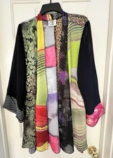 CTC Carol Turner Collection Colorful Semi Sheer Open Front Tunic Size M/L
