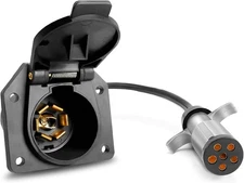 7 Pin to 6 Pin Trailer Light Adapter, 7 Way to 6 Wire RV Blade Trailer Black-2