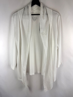 NEW Chico's Optic White 3/4 Sleeve Fluidity Open Front Cardigan Size 3- X-Large