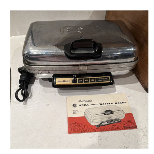 Vintage General Electric Automatic Grill & Waffle Baker 2AG42 115V 1100W