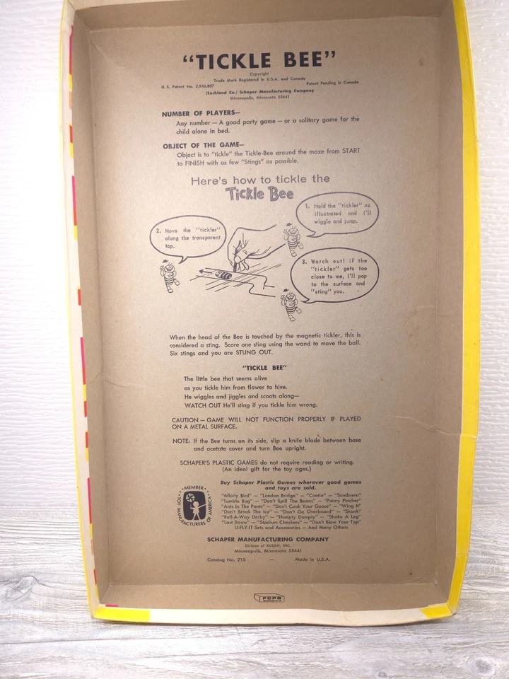 Juego Schaper Tickle Bee años 50 laberinto magnético incompleto sin varita EE. UU. Foto 3 de 4
