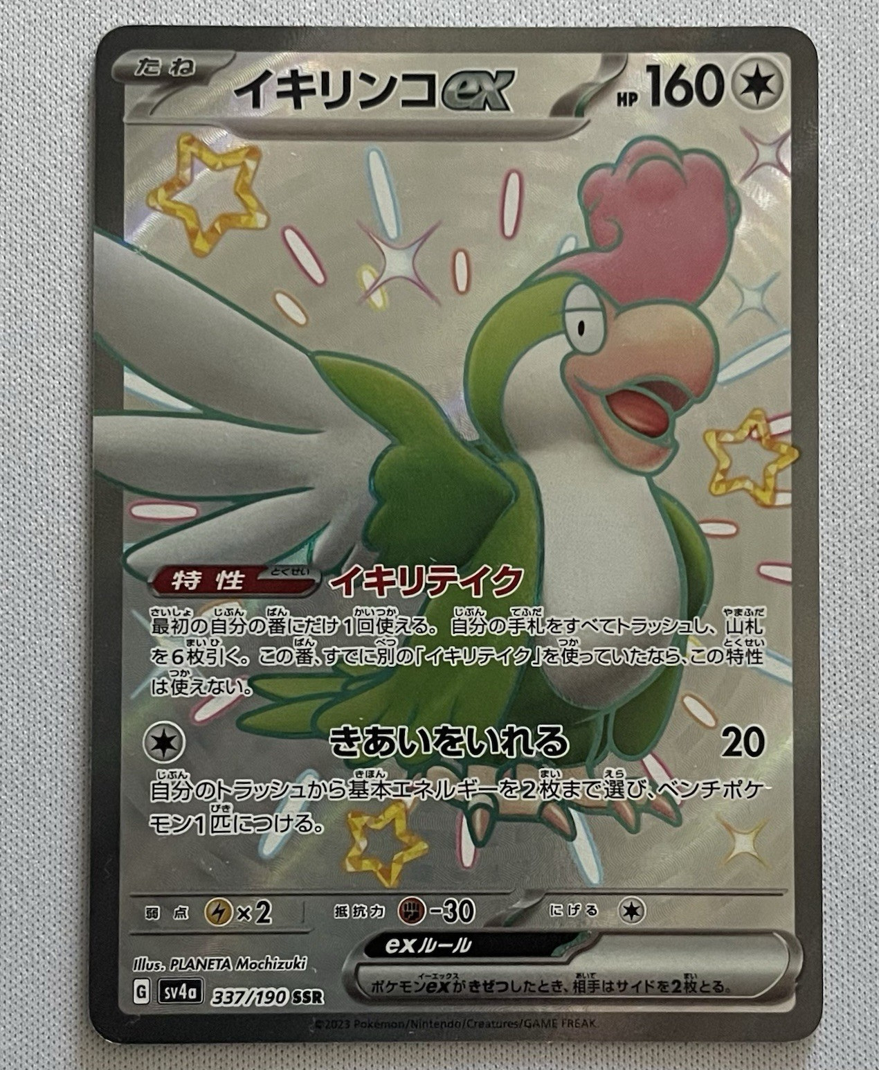 Pokémon Squawkabilly ex 337/190 Sv4a Shiny Secret Rare Holo Japanese HP160