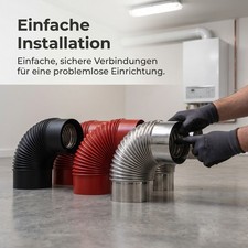 Abgasrohr Heizung Edelstahl mit 90 Grad Winkel f&uuml;r Gastherme