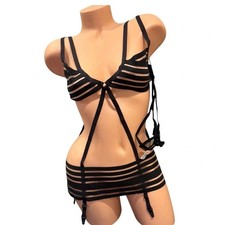NWOT Frederick's of Hollywood Zuzanna 3 Piece Mesh Lingerie Women's Size Medium