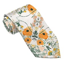 Ties for Men Necktie Cotton Printed Floral Ties Formal Classic Neck At4-orange