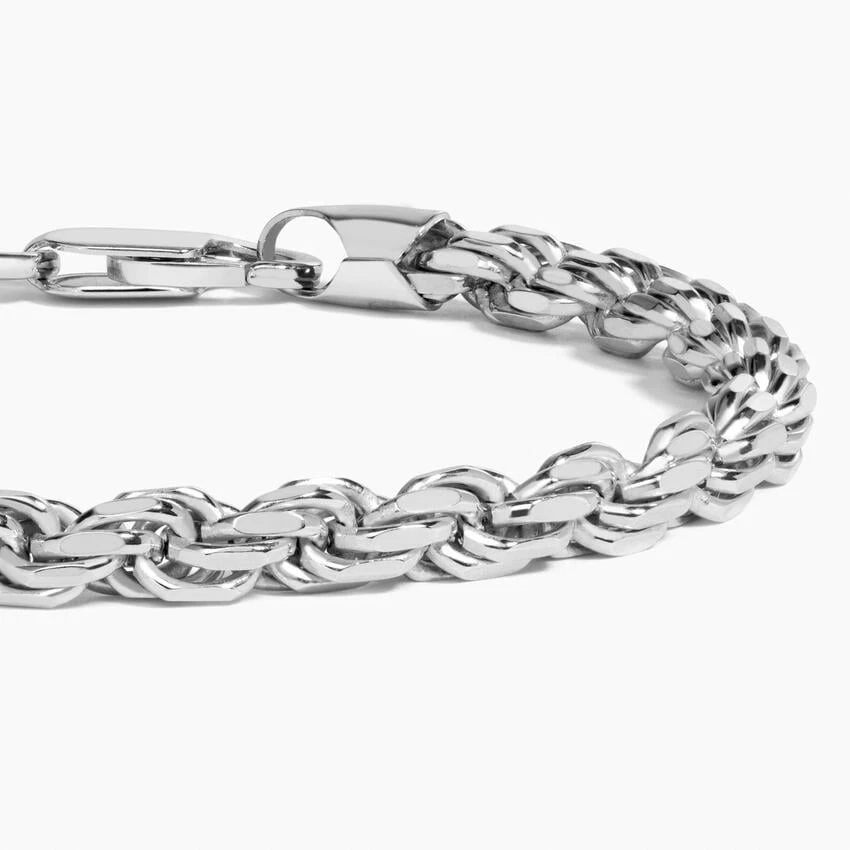 Brazalete de cuerda de plata esterlina 925 sólido real 5,50 mm de rodio para hombre 8"" pulgadas Foto 3 de 4