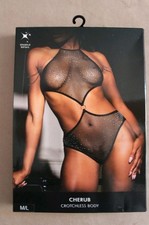 Ann Summers Size M/L Cherub Crotchless Body New & Tags Med Large Black Bodysuit