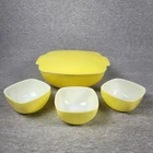 Vintage Pyrex Covered Casserole Dish With Lid & 3 Serving Dishes Matching