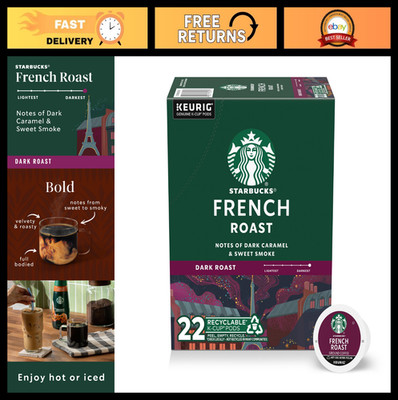 Dark Roast Coffee Pods for Keurig, French Roast, 100% Arabica, 22 Count Box
