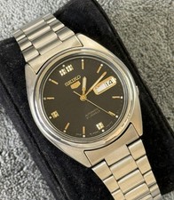 Vintage Seiko 5 Automatic Men’s Watch 21 Jewels Black Dial Japan Made Mov 7S26