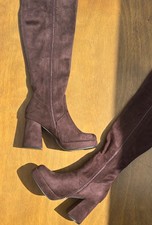 Women's Brown Suede Over-the-Knee Boots Platform Heel Side Zip Size 7