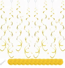 Gold Hanging Swirl Decorations 30 Pcs, Party -Twin 