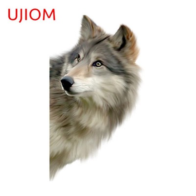 UJIOM Hairy Silvery Wolf Peeking Cartoon Cool Wall Stickers Personality 