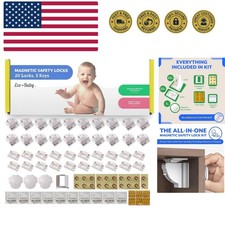Magnetic Cabinet Locks for Babies - Keyless, White, 20 Pack and 3 Keys