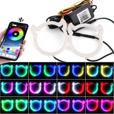 App 2 In 1 Car Rgb Heart Led Angel Eyes Halo Rings Headlight Drl Light Retrofit
