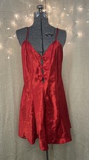 Vintage Fredericks Of Hollywood Red Satin Babydoll Lingerie Bow Detail Large