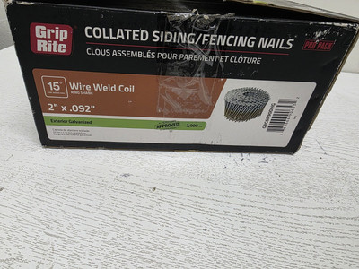 Grip Rite Coil Siding Fence Nails 2'' x 0.092'' Galvanized Ring Shank 15° 3000 Pcs