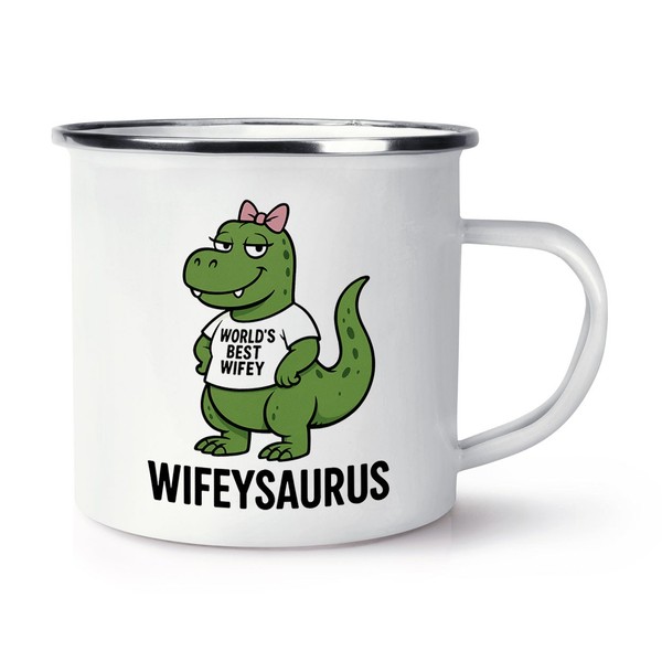 Gift Base Wifeysaurus Dinosaurier Emaille Becher T-Rex Rude Dad T Rex-image