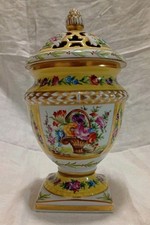 Prunk Porzellan Potpourri Deckelvase Blumen Dekor Gold Vase Geschraubt 