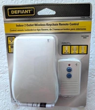 Defiant Indoor 2 Outlet Wireless Keychain Remote Control - mint, sealed