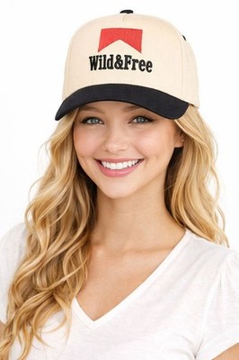 C.C Women WILD and FREE Letter Embroidered Two Tone Trucker Baseball Cap