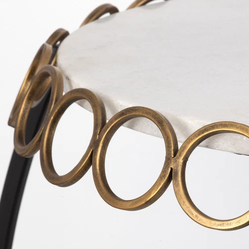 Uttermost Chainlink White Marble Side Table - Picture 4 of 6