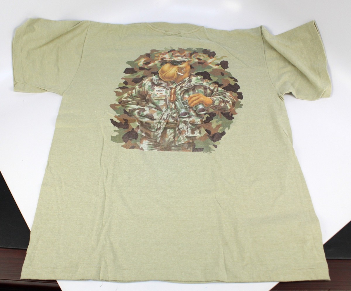 Vintage 1992 Camel Joe Cigarette Camoflauge Pocket T-Shirt, XL 