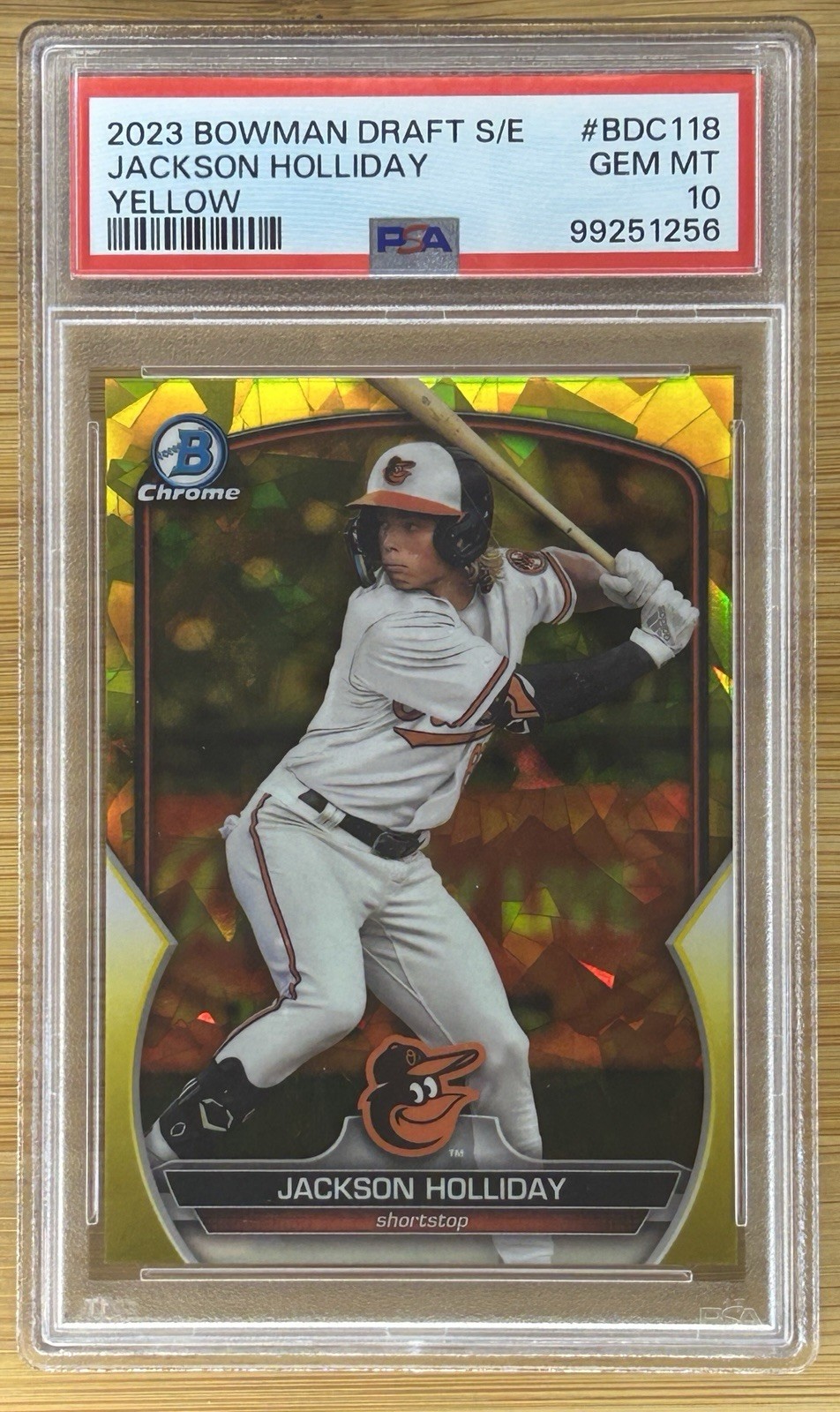 2023 Bowman Chrome Draft Sapphire - Jackson Holliday - #BDC118 Yellow /75 PSA 10
