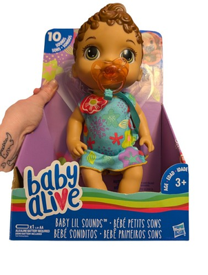 #ad Baby Alive Baby Lil Sounds Interactive 10in Doll Brown Eyes Wavy Hair Pacifier. $30.00