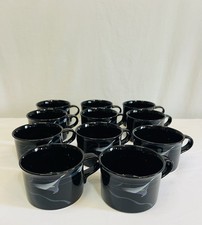 Mikasa Galleria FK 701 Opus Black Tea Coffee Cups Calla Lily Japan Lot Of 11 VTG
