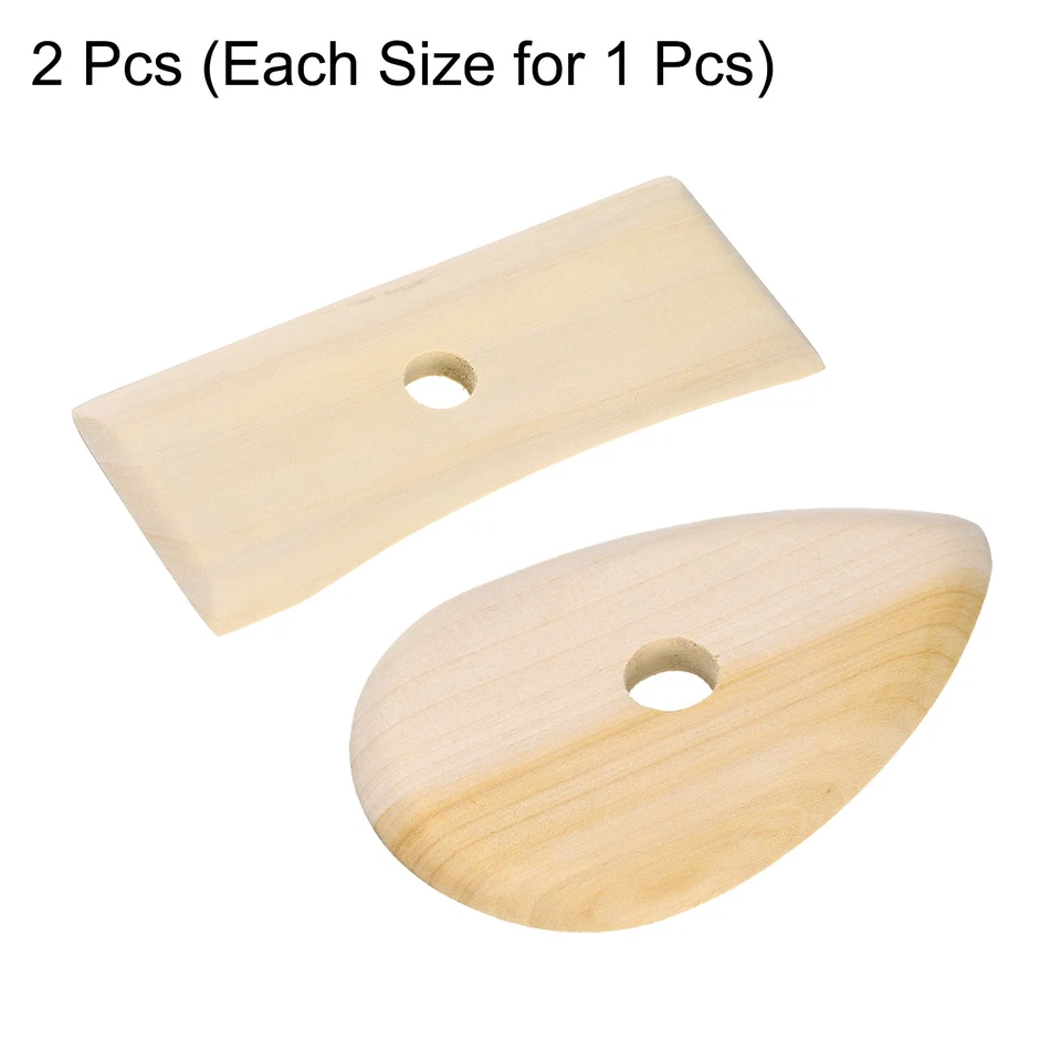 2pcs Pottery Ribs 10.3cm 12.7cm Wooden Clay Ceramic Sculpting Tool Foto 3 de 4