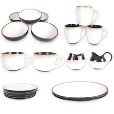 Sango Nova Black 4932 Stoneware Dinnerware - Bowls, Cups, Plates, Mugs Sets