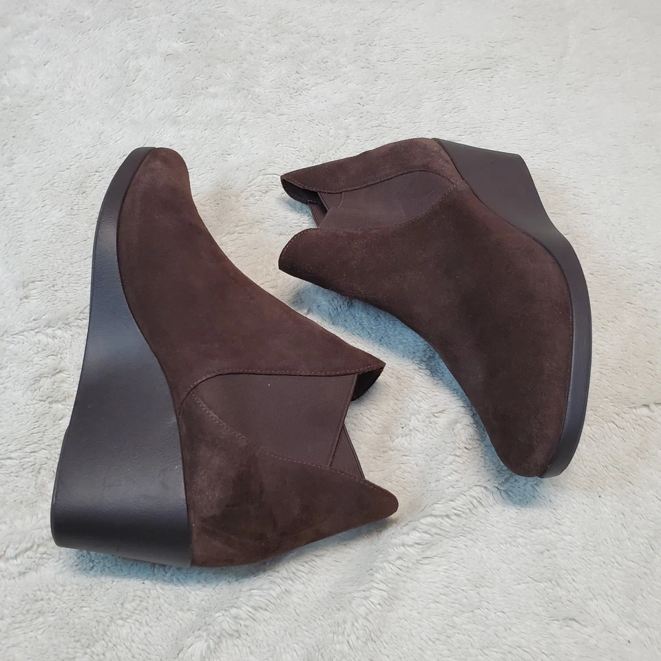 Crocs Marrón Gamuza Romántico Elegante Todos los Días Leigh Tacón de Cuña Botín 11 Foto 4 de 4