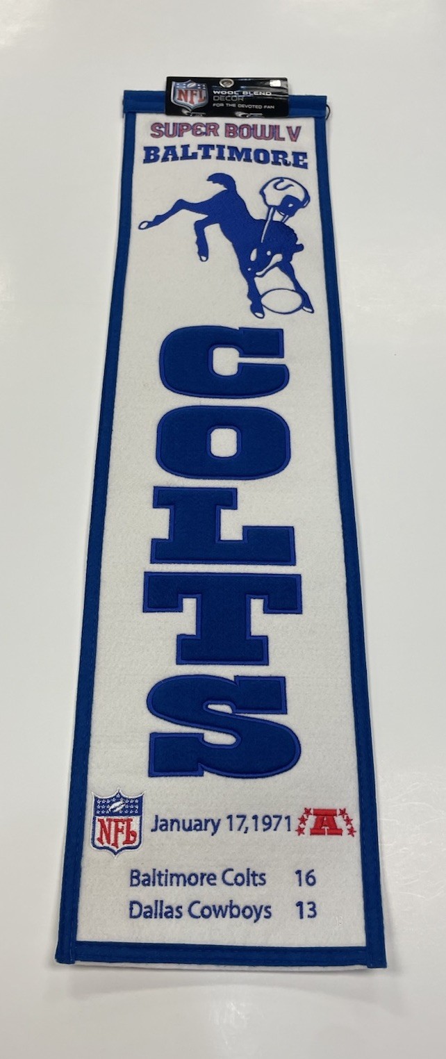 Baltimore Colts NFL Super Bowl V (5) Winning Streak Embroidered Heritage Banner