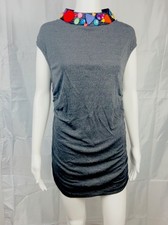 Alice + Olivia gray porla jeweled Ruched sides mini Sheath Dress size Medium